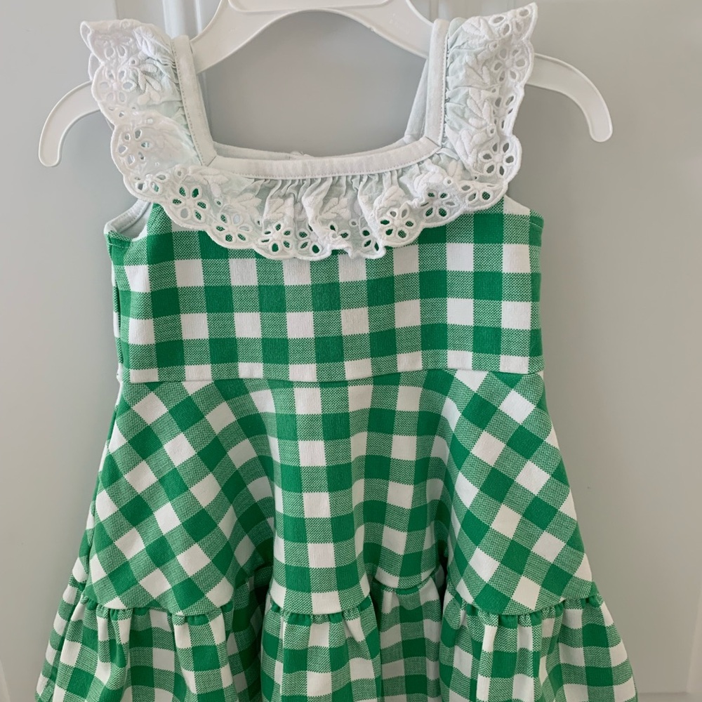 Girls Gingham Eyelet Riffle Ponte Dress 12-18 Months